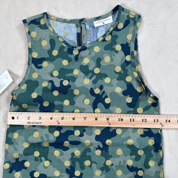 Smiling Button Girls Size 8 Green Camo Gold Polka Dot Tunic Dress New - Picture 6 of 8